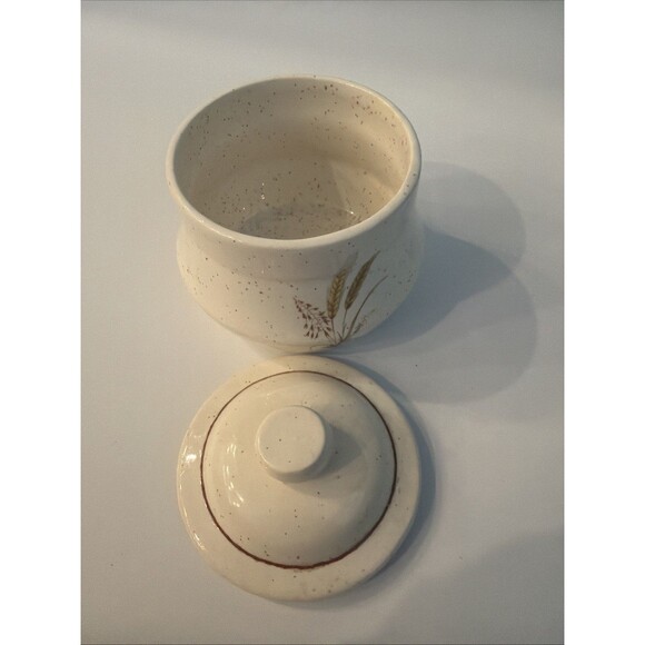 Vintage Treasure Craft Speckled Sugar Jar Wheat Design TCR19 - Picture 9 of 10